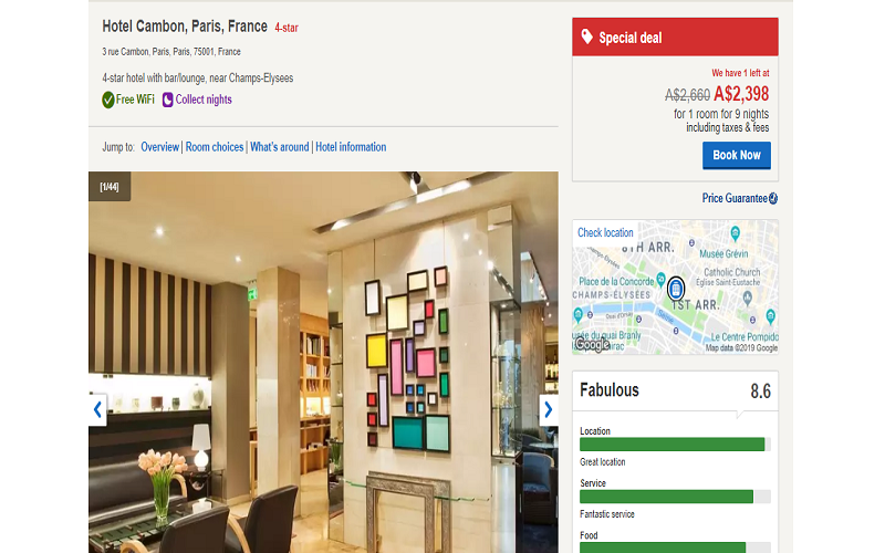 نمونه رزرو هتل از Hotels.com