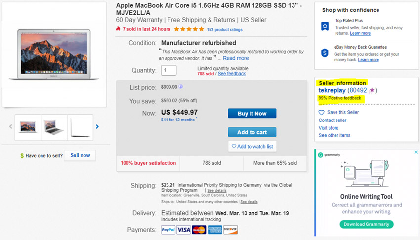 اعتبار سنجی مسیر خرید از ebay