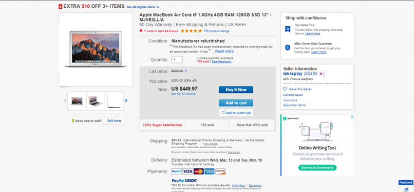 صفحه خرید محصول  مسیر خرید از ebay 
