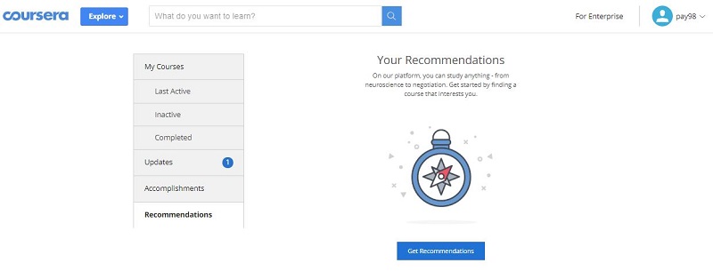 آموزش ثبت نام در coursera فرایند