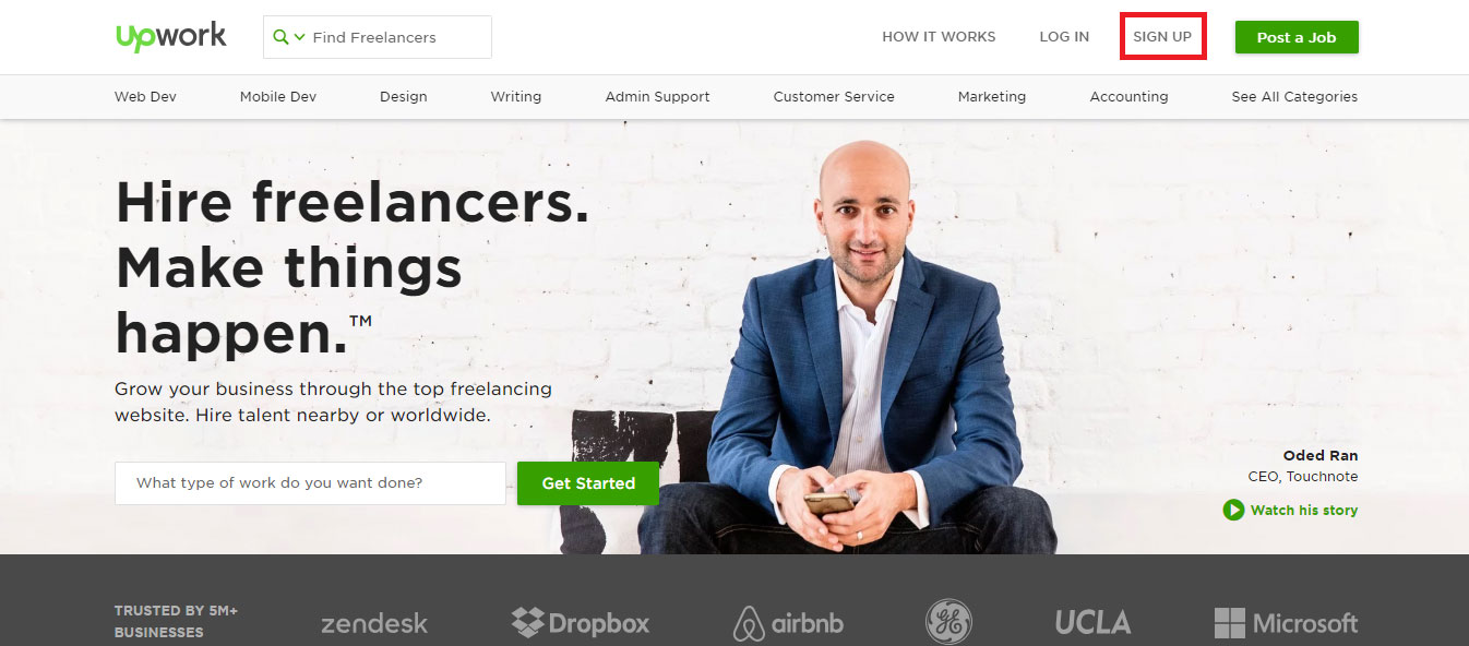 ثبت نام درآمد ارزی از سایت Upwork