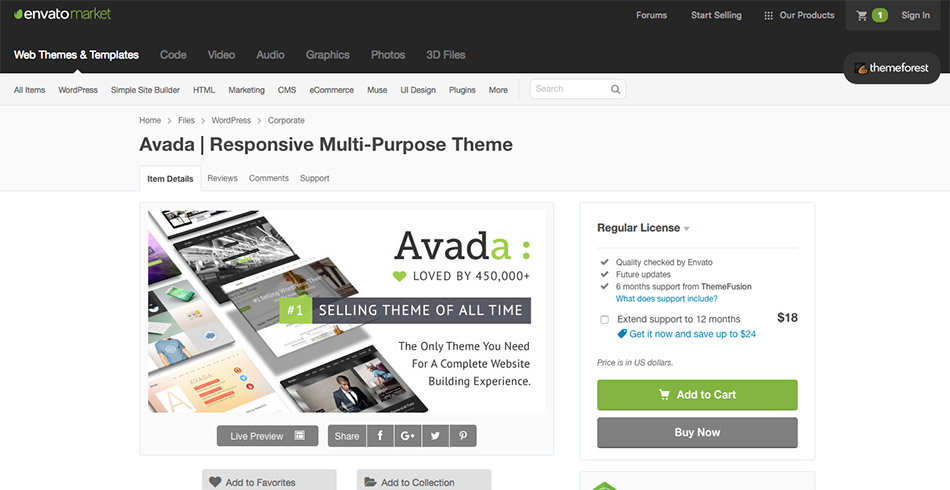 خرید آوادا با سایت Themeforest