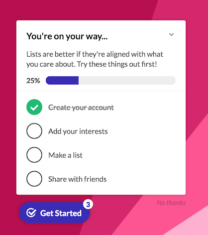 User Onboarding مثال