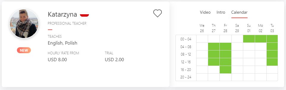 تقویم تدریس زبان در italki