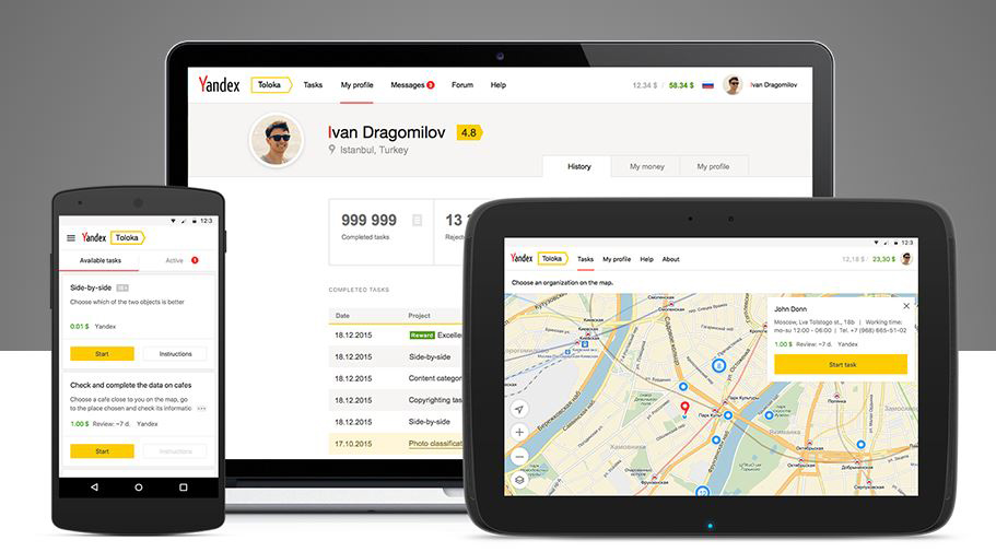 اپلیکیشن Yandex Toloka درآمد