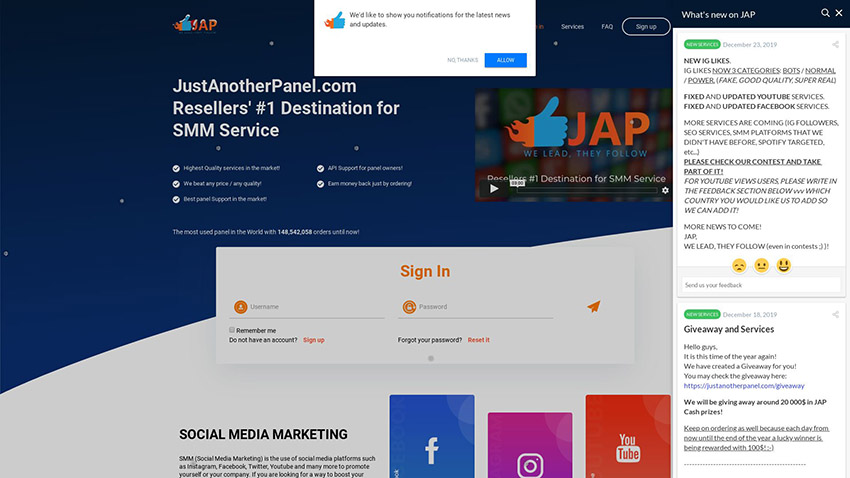 خدمات پنل سوشال JustAnotherPanel