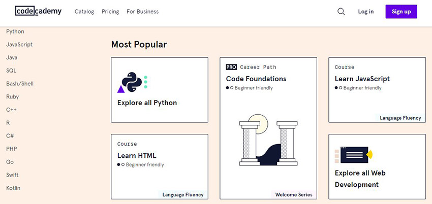 دوره های آموزش رایگان برنامه نویسی با Codecademy