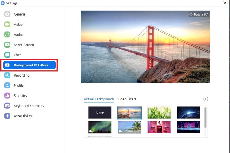 آموزش تغییر بک گراند برنامه ی Zoom افزودن فیلتر