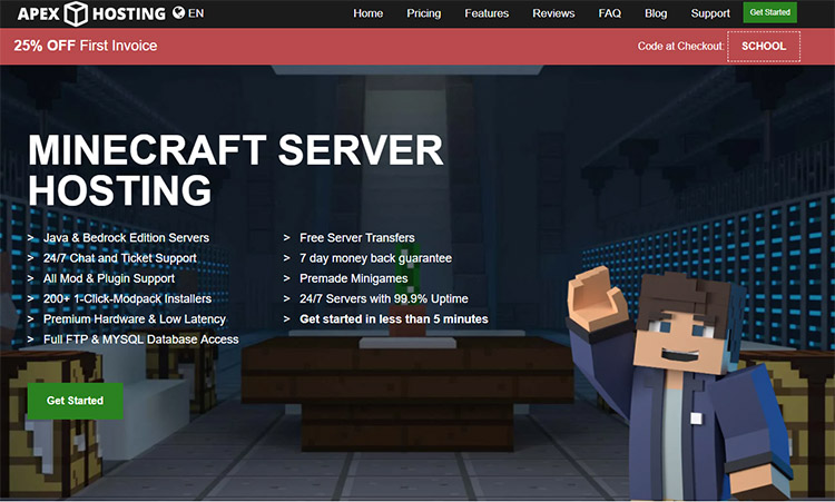 خدمات هاست بازی ماینکرافت با سایت apexminecrafthosting