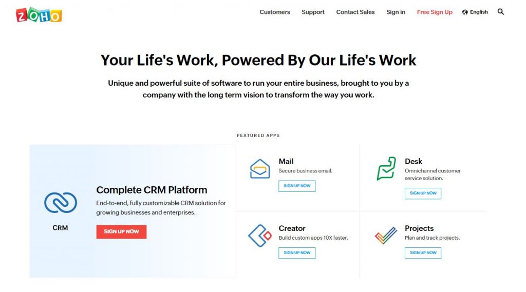 بهترین نرم افزارهای تجربه مشتری zoho سایت