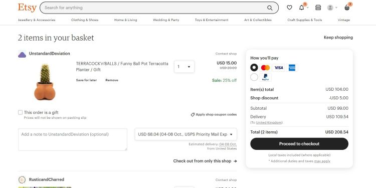 خرید و فروش در Etsy