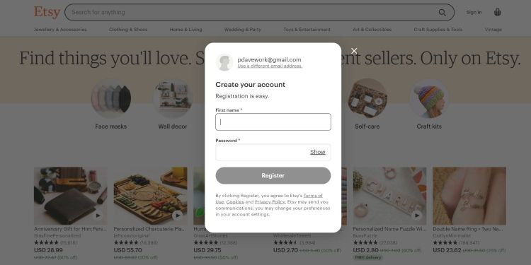 خرید و فروش در Etsy