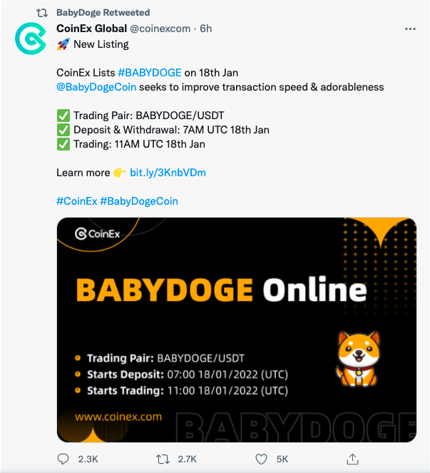 بیبی دوج (BabyDoge) در کوینکس بیبی دوج (BabyDoge) در کوینکس
