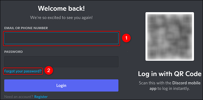 فراموشی پسوورد Discord
