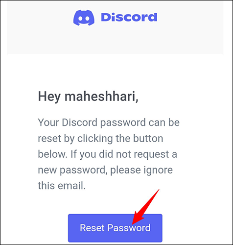 فراموشی پسوورد Discord