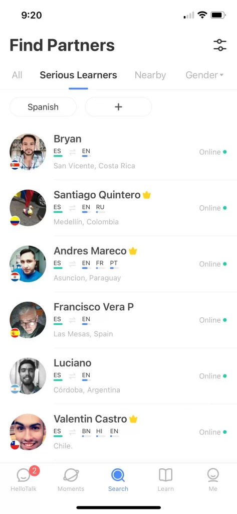 برنامه آموزش زبان: HelloTalk