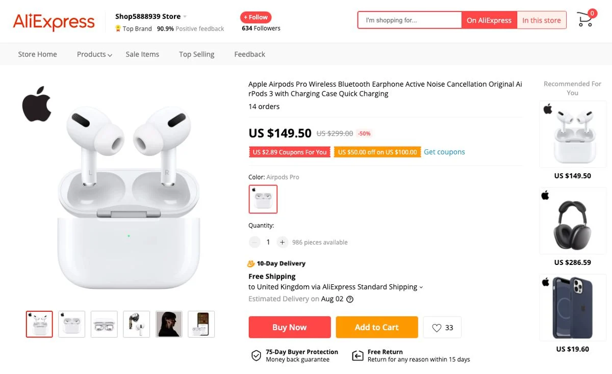 هرگز کالاهای مارک دار را در AliExpress خریداری نکنید
