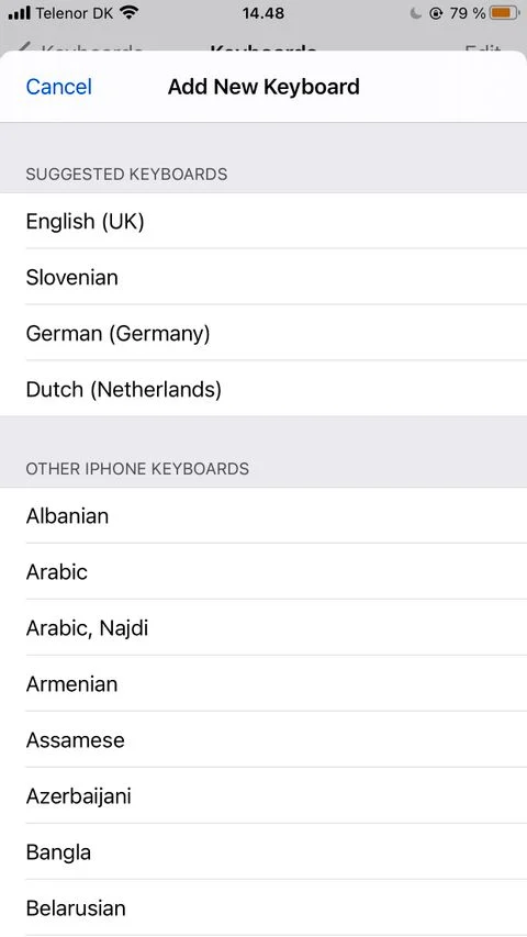 تغییر زبان صفحه کلید