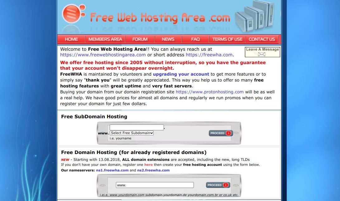 Free Web Hosting Area