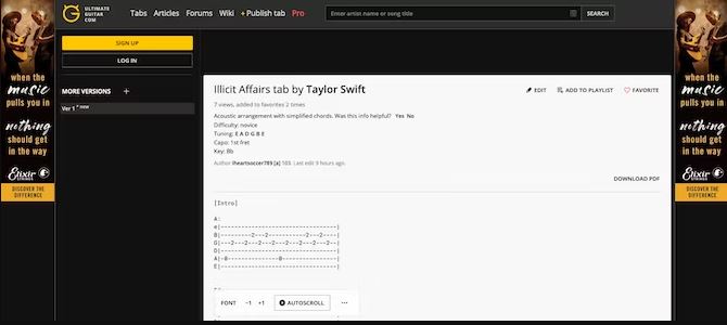 سایت برای آموزش گیتار: Ultimate Guitar