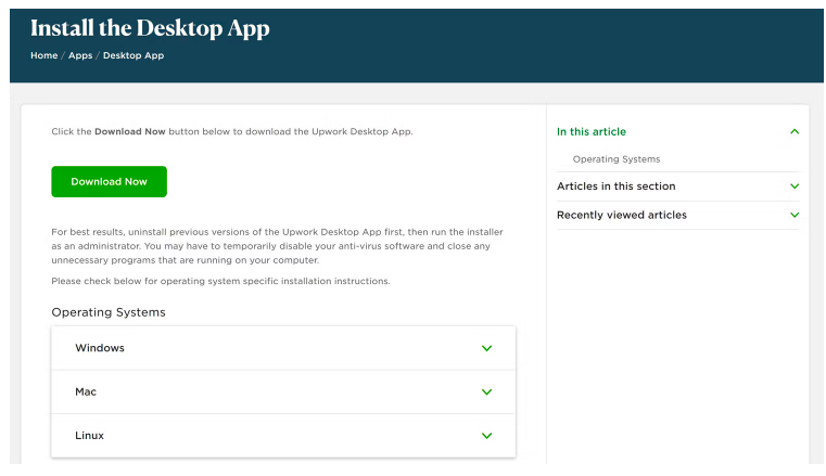برنامه دسکتاپ Upwork