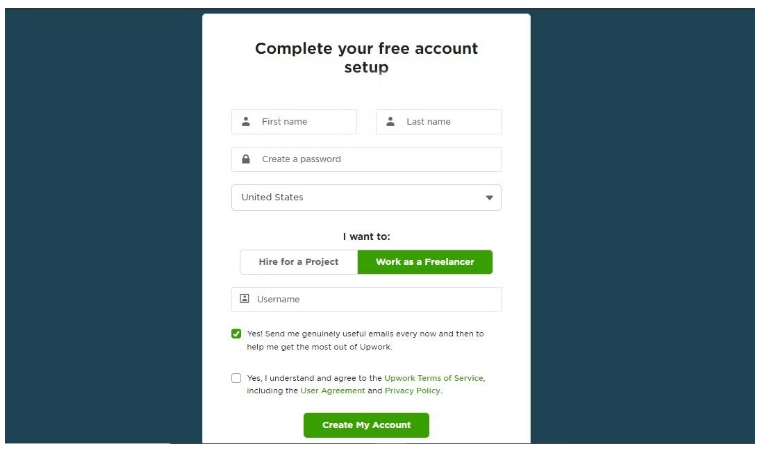 ثبت نام در سایت upwork