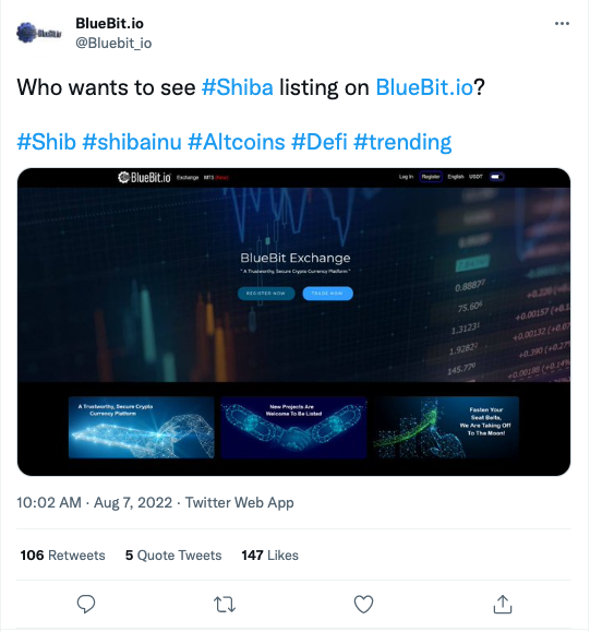 شیبا در صرافی BlueBit.io