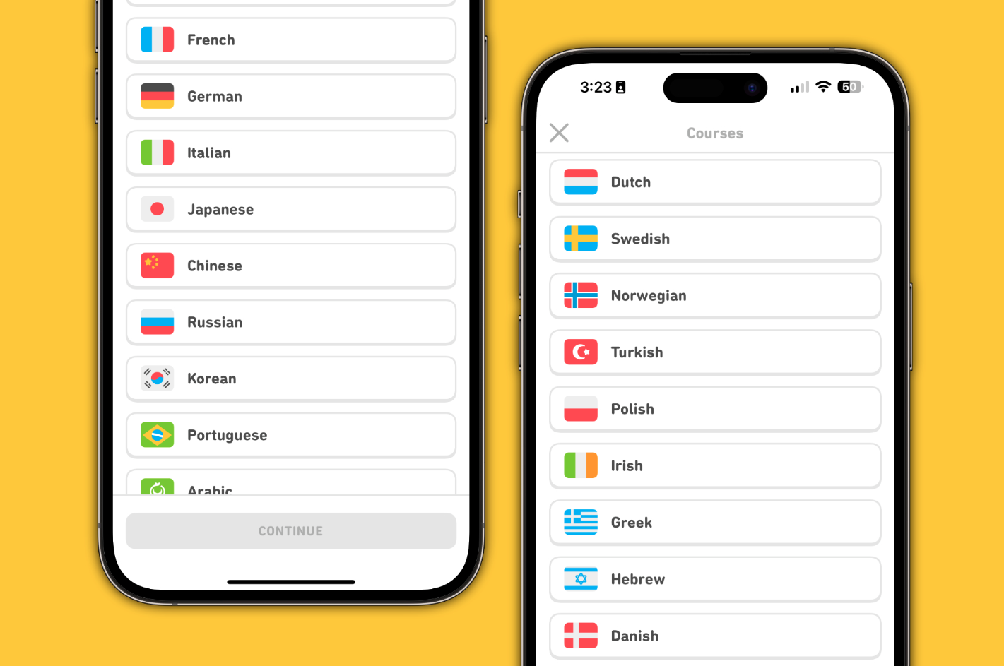 تغییر زبان یادگیری در Duolingo